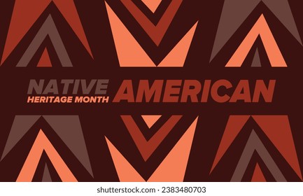 Native American Heritage Month in November. American Indian culture. Celebrate annual in United States. Tradition pattern. Poster, card, banner and background. Vector ornament, illustration