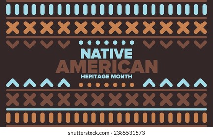 Native American Heritage Month in November. American Indian culture. Celebrate annual in United States. Tradition pattern. Poster, card, banner and background. Vector ornament, illustration