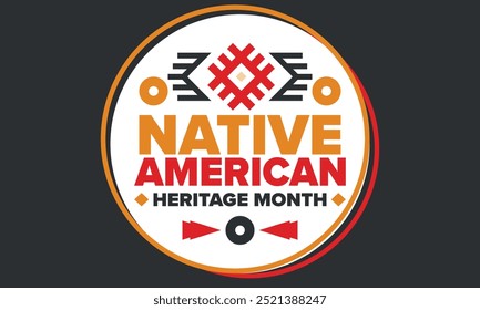 Native American Heritage Month in November. American Indian culture. Celebrate annual in United States. Tradition pattern. Poster, card, banner and background. Vector ornament, illustration