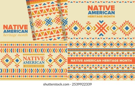 Native American Heritage Month in November. American Indian culture. Celebrate annual in United States. Tradition pattern. Poster, card, banner and background. Vector ornament, illustration