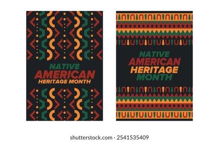 Native American Heritage Month in November. American Indian culture. Celebrate annual in United States. Tradition pattern. Poster, card, banner and background. Vector ornament, illustration