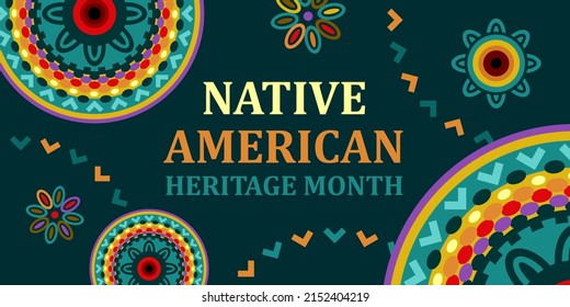 Native american heritage month. Vector banner, poster, card, content for social media with the text Native american heritage month. Background with national ornament.