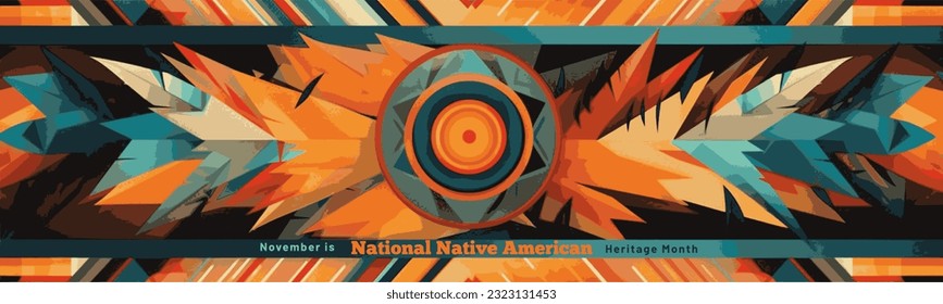 Native american heritage month. Vector banner, poster, card. National native american heritage month. Background with feathers with text 