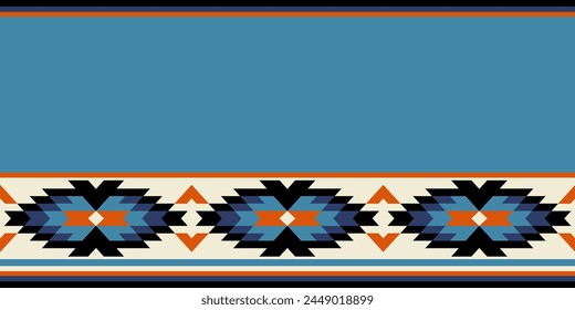 Native american heritage month. Vector banner, poster, card, content for social media. Beige and blue background with native ornament border.