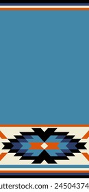 Native american heritage month. Vector vertical banner, poster, card, content for social media. Beige and blue background with native ornament border.