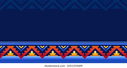 Native american heritage month. Vector banner, poster, card, content for social media. Beige and blue background with native ornament border.