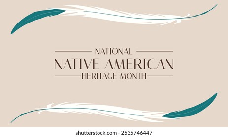 Mes de la herencia nativa americana. Vector Anuncio, cartel, tarjeta, contenido para redes sociales con el texto Mes de la herencia indígena americana