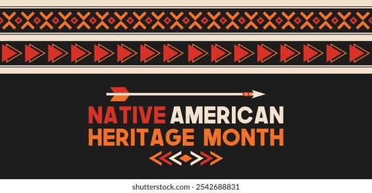 Mes de la herencia nativa americana. Vector Anuncio, cartel, tarjeta. Mes nacional de la herencia nativa americana.
