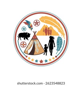 Native American Heritage A Symbolic Circle Emblem