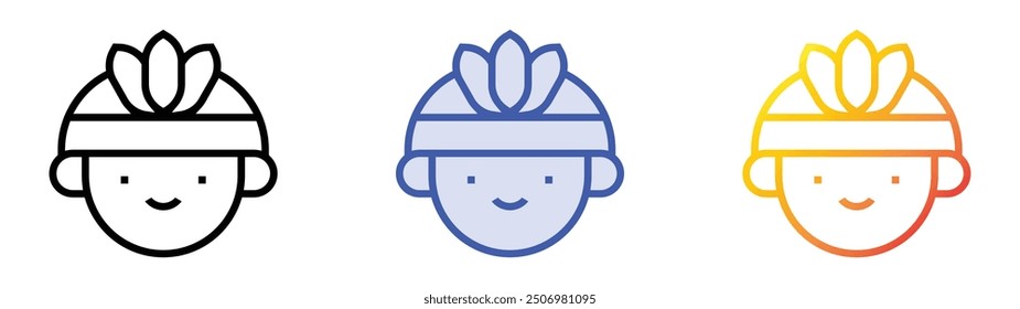 native american icon. Linear, Blue Fill and Gradient Style Design Isolated On White Background