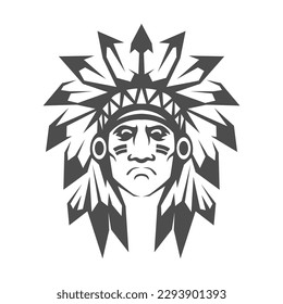 Native American icon logo design illustration