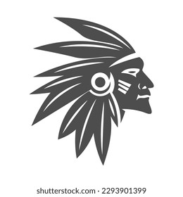 Native American icon logo design illustration
