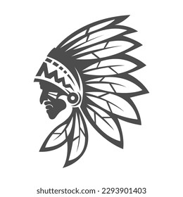 Native American icon logo design illustration