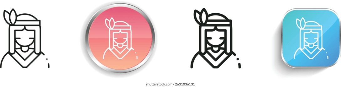 native american icon. Thin Linear, Regular and Button Style Design Isolated On White Background