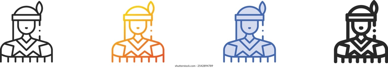 native american icon.Thin Linear, Gradient, Blue Stroke and bold Style Design Isolated On White Background