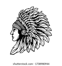 Native american illustration isolated in white background.