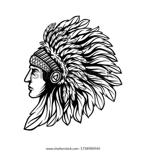 Native American Illustration Isolated White Background Stock Vector ...