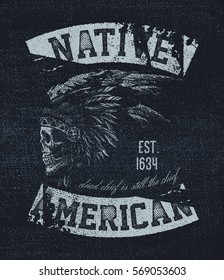 Native american illustration, vintage typography, vector illustration