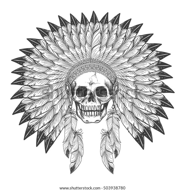 Native American Indian Apache Skull Indian Stock Vector (Royalty Free ...