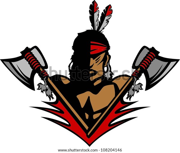 Native American Indian Brave Mascot Graphic Stock Vector Royalty Free 108204146