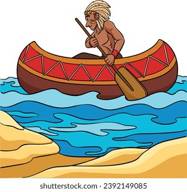 Native American Indian Canoe Cartoon Clipart