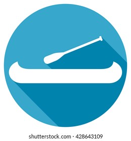 native american indian canoe with oar flat icon
