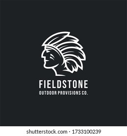 Native American Indian Chief head logo design vector icon