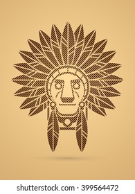 Native American Indian chief , Head designed using geometric line square graphic vector.