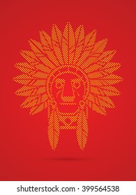 Native American Indian chief , Head designed using dots pattern graphic vector.