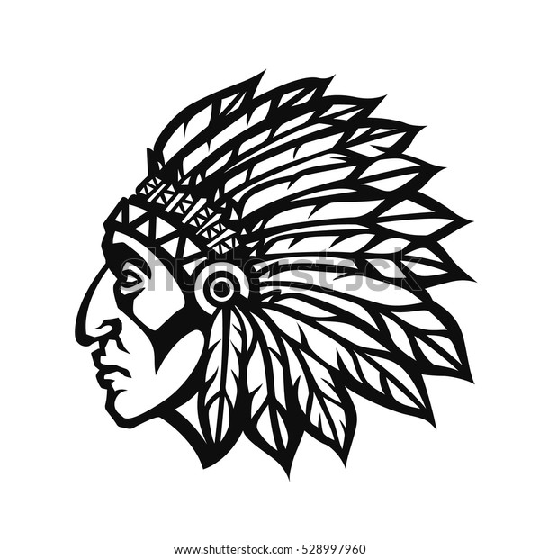 ネイティブ アメリカン インディアンの首席プロフィール マスコットスポーツチームのロゴ ベクターイラストのロゴタイプ のベクター画像素材 ロイヤリティ フリー