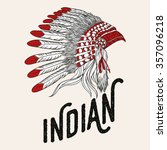 Native american indian chief headdress. Vector illustration. Vintage t-shirt design or print