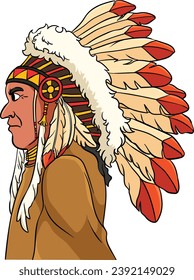 Native American Indian Chieftain Cartoon Clipart