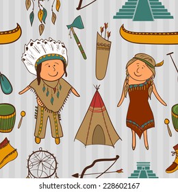 Native American Indian Culture Vector Seamless Stock Vector (Royalty ...