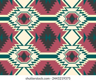 Native American Indian Designs, Navajo Pattern, Fabric Design, Concept Color Black Green Orange. Print Clothing Pants Shirts Wallpaper Carpet Curtain Decoration Fashion Ethnic Textile industry, 