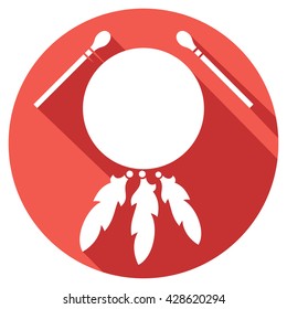 native american indian drum and sticks flat icon