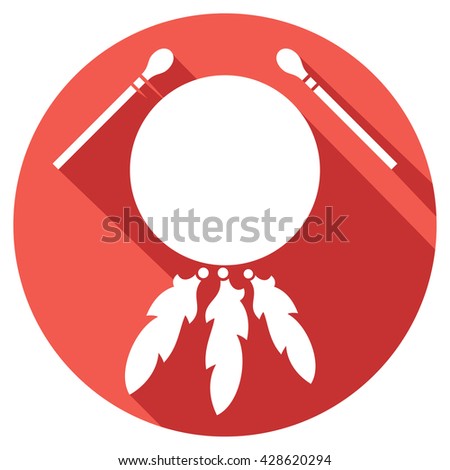 native american indian drum and sticks flat icon