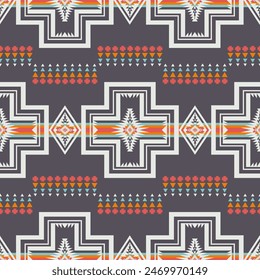 Native American Indian geometric pattern. Vector aztec southwestern geometric shape seamless pattern. Ethnic geometric pattern use for fabric, textile, home decoration elements, upholstery, etc.