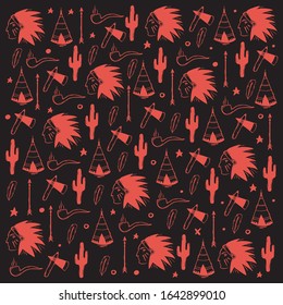 Native American Indian hand draw doodle background
