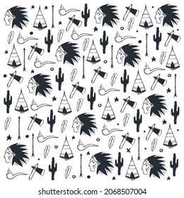 Fondo del doodle de dibujo de mano indígena nativo americano