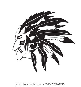 Native American Indian head logo image illustration