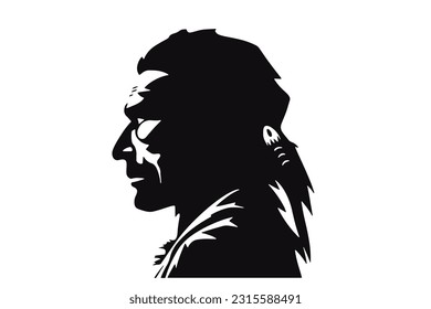 Native American Indian head profile. Mascot sport team logo. Vector illustration  