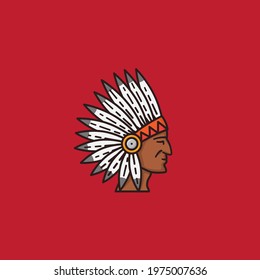 Native american indian head with traditional headdress vector illustration for Native American Day on October 12