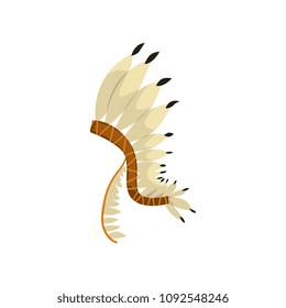 Native American indian headdress with feathers vector Illustration on a white background