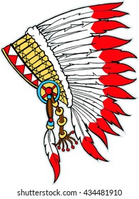 Native american indian headdress. Vector illustration