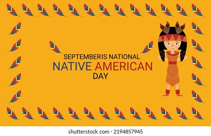 Native american indian heritage month. Vector banner, poster, card for social media with the text National native american heritage month. Background with a national ornament, a pattern of feathers