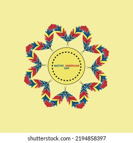 Native american indian heritage month. Vector banner, poster, card for social media with the text National native american heritage month. Background with a national ornament, a pattern of feathers