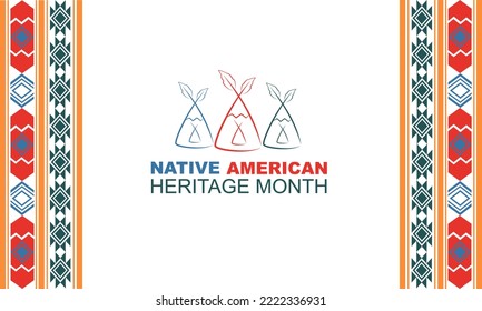 Native American Indian heritage month event. Vector banner, poster, content for social media with the text National native american heritage month. Background with copy space area.