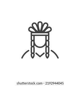 Native American Indian line icon. linear style sign for mobile concept and web design. Native American man outline vector icon. Symbol, logo illustration. Vector graphics