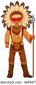 Indio nativo americano con ilustración de arma