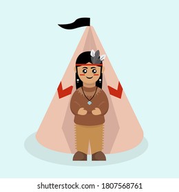 Native American Indian mascot design illustration